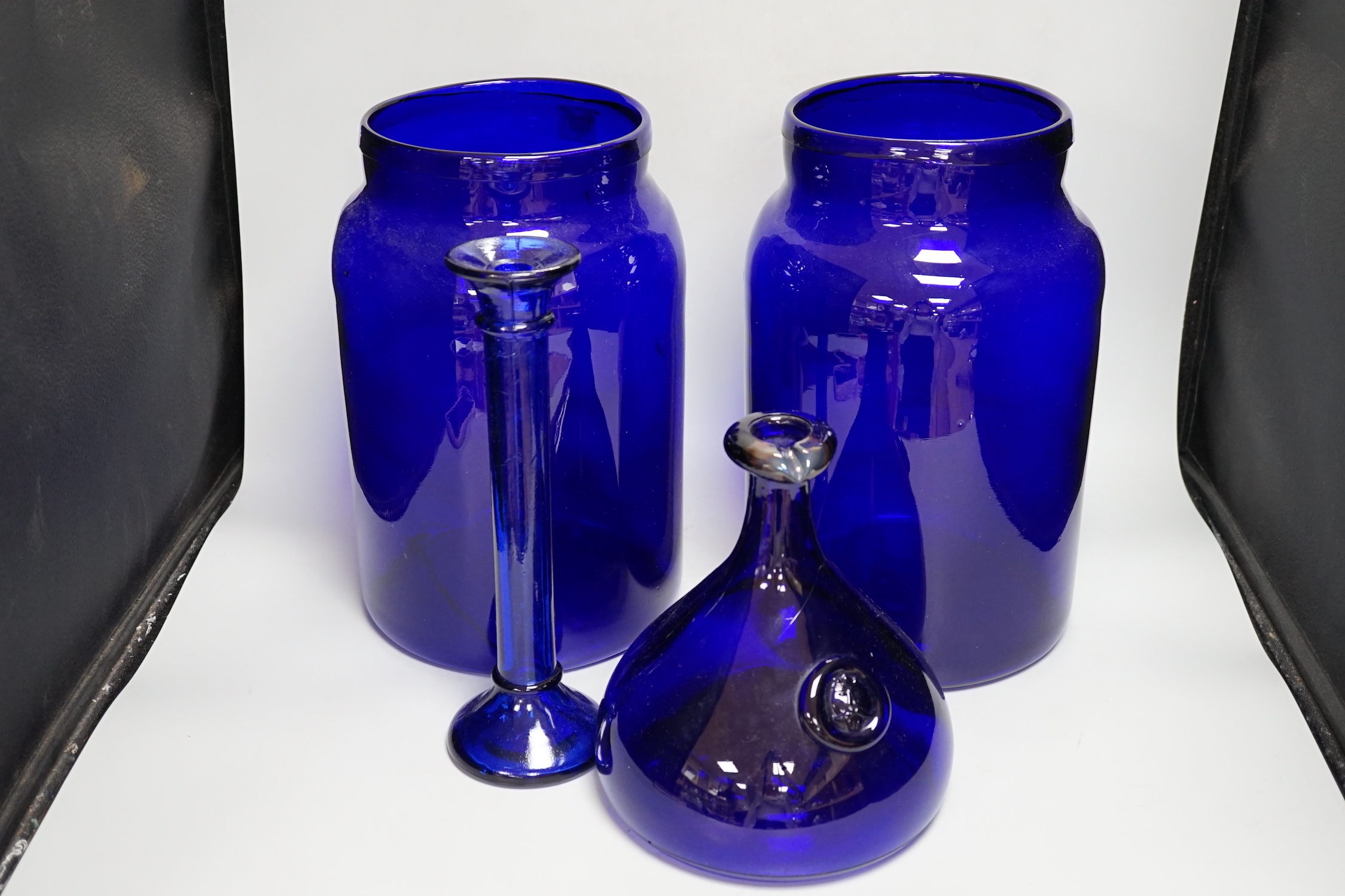 A selection of Bristol blue glass ware
